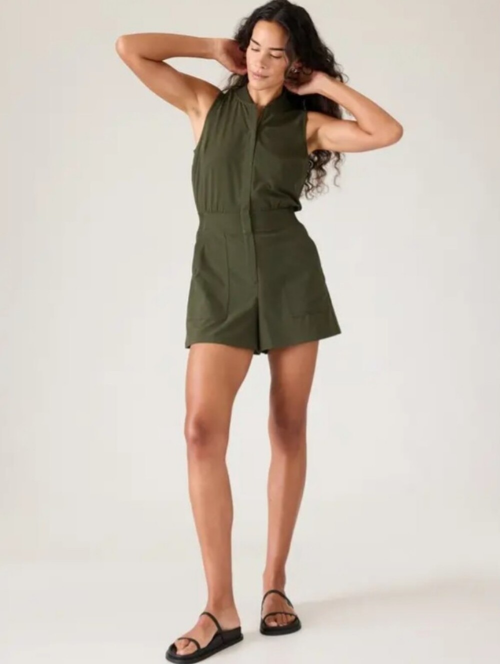 Athleta Brooklyn Utility Romper - Olive Green Size 12